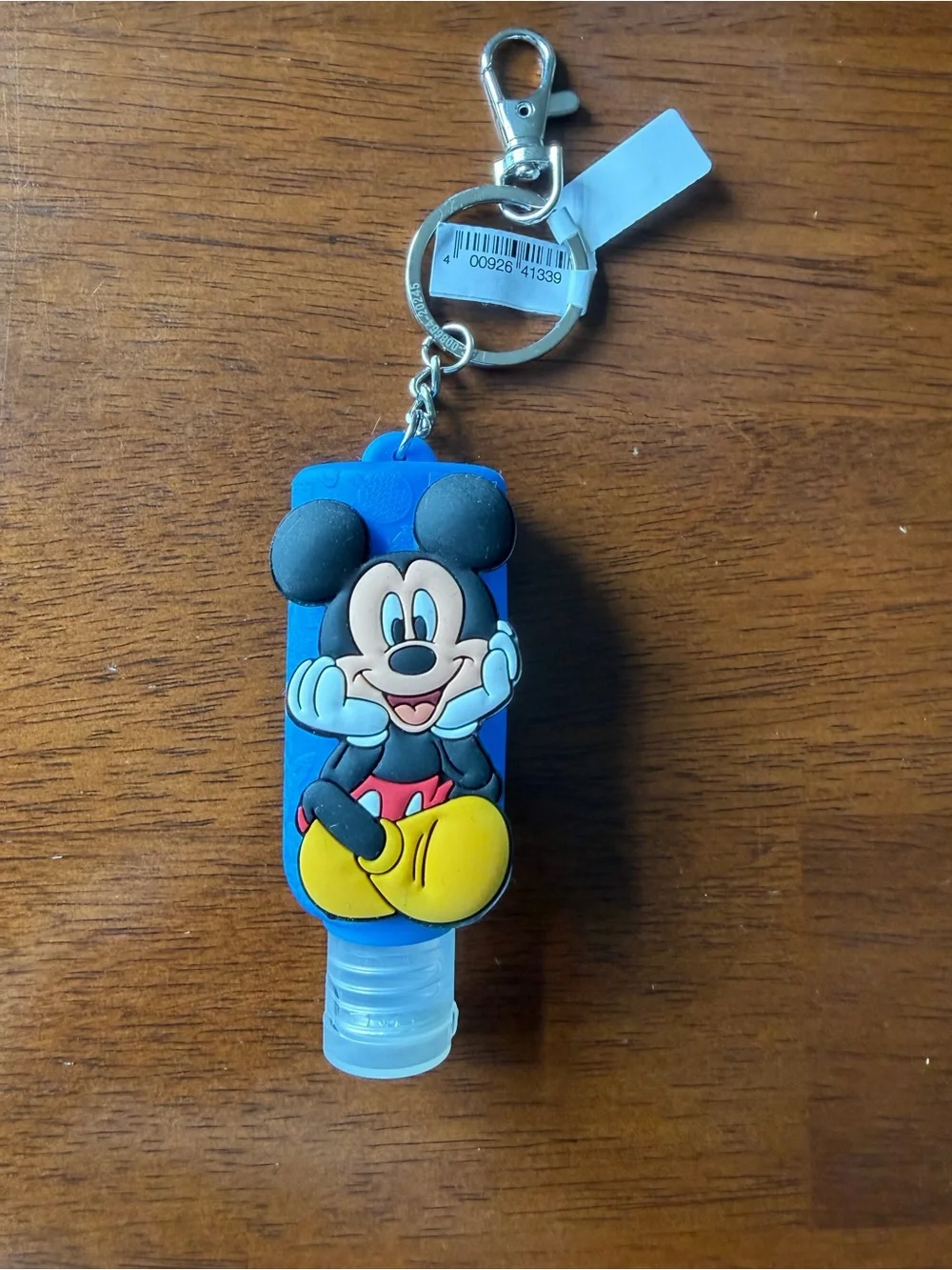 Disney Mickey Mouse Blue Silicone Hand Sanitizer Holder with Yellow Accents